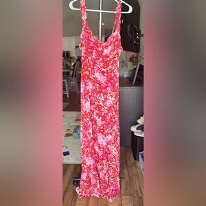 Vici Red and Pink Floral Maxi Dress